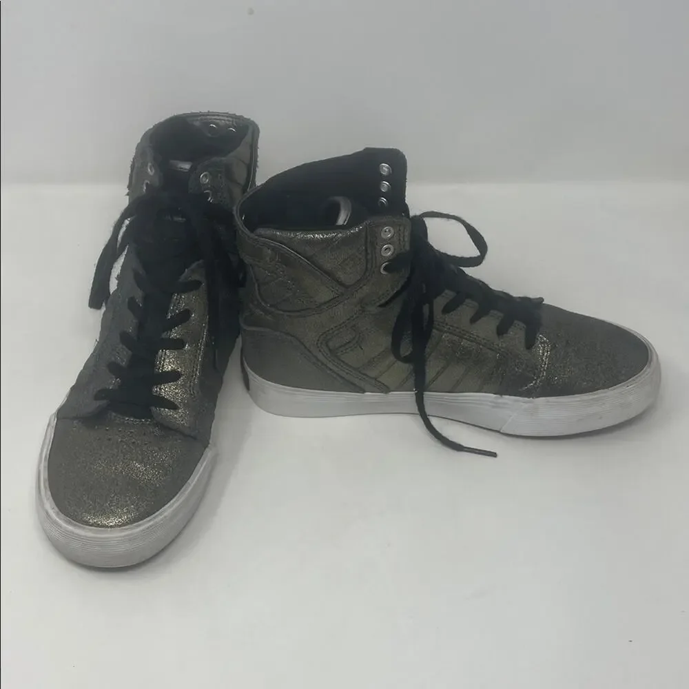 Supra Muska 001 Hightop Metallic Retro Skateboard Shoes Kid's 5/Women's 6.5